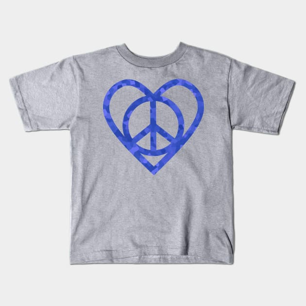 PEACE Sign Symbol Blue Kids T-Shirt by SartorisArt1